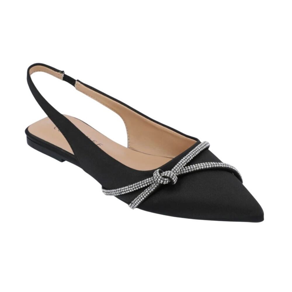 Journee Collection Rebbel Formal Slingback Flats in Satin 8
